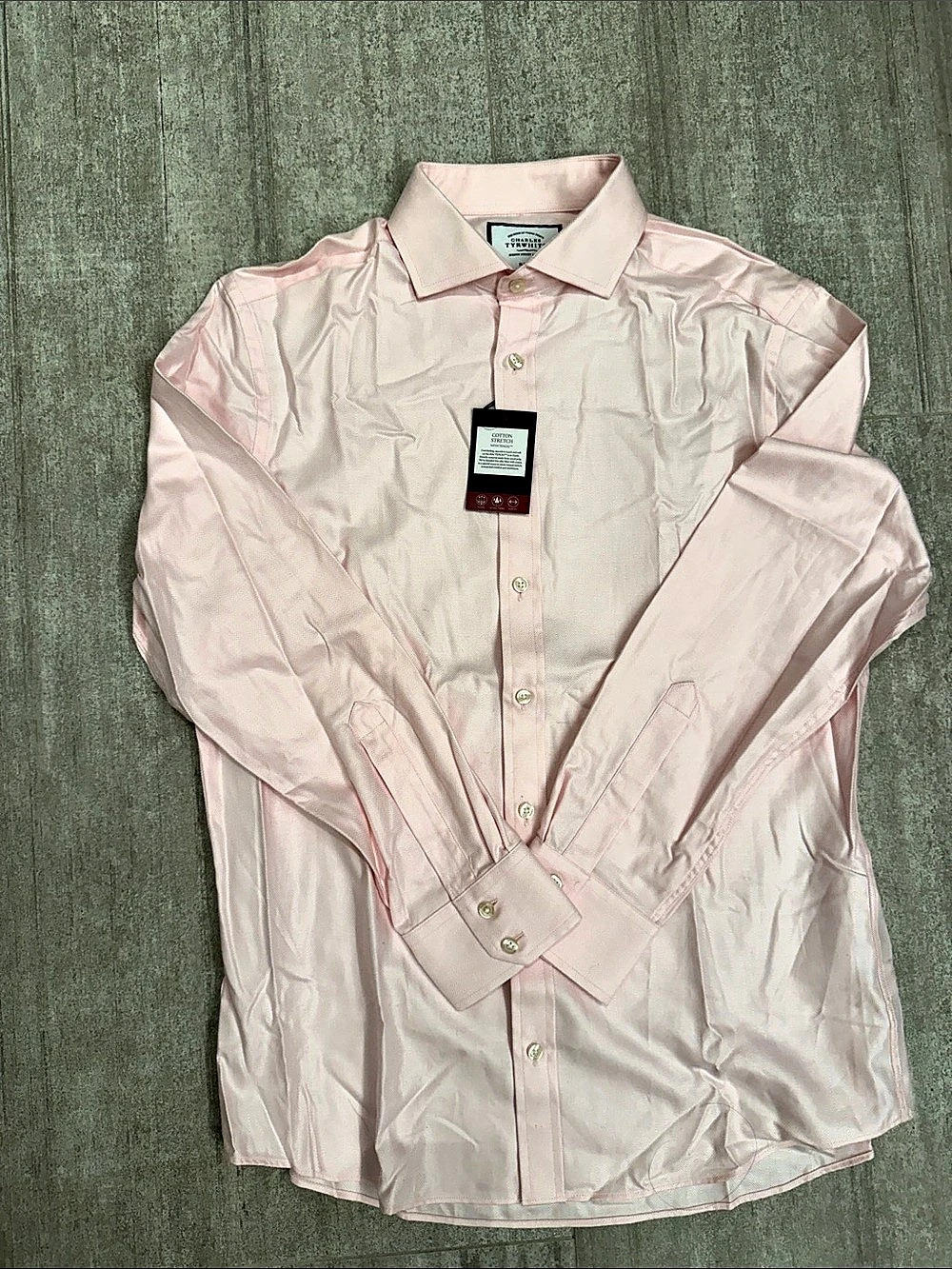 Charles Tyrwhitt Cotton Stretch Tencel Slim Fit Dress Shirt Pink 16/34